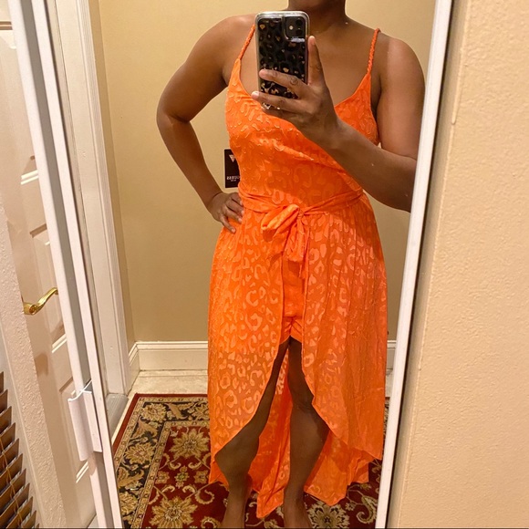 Guess Dresses & Skirts - Guess Coral Romper Hi-Low Dress